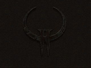 Фон консоли оригинальной Quake II из ресурсов игры. Металлическая эмблема и коричневая палитра стали частью её узнаваемого облика.