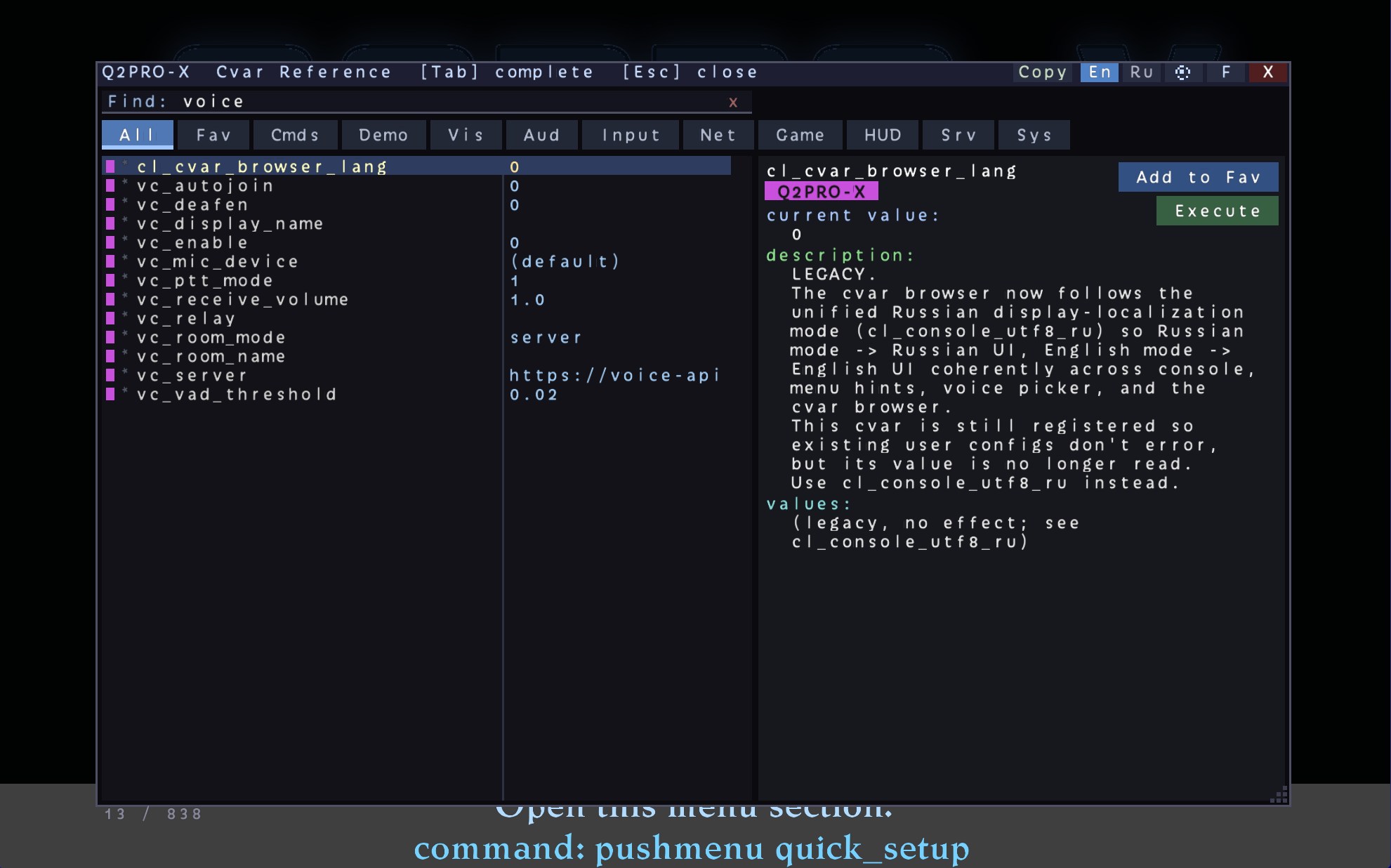 CVAR Browser