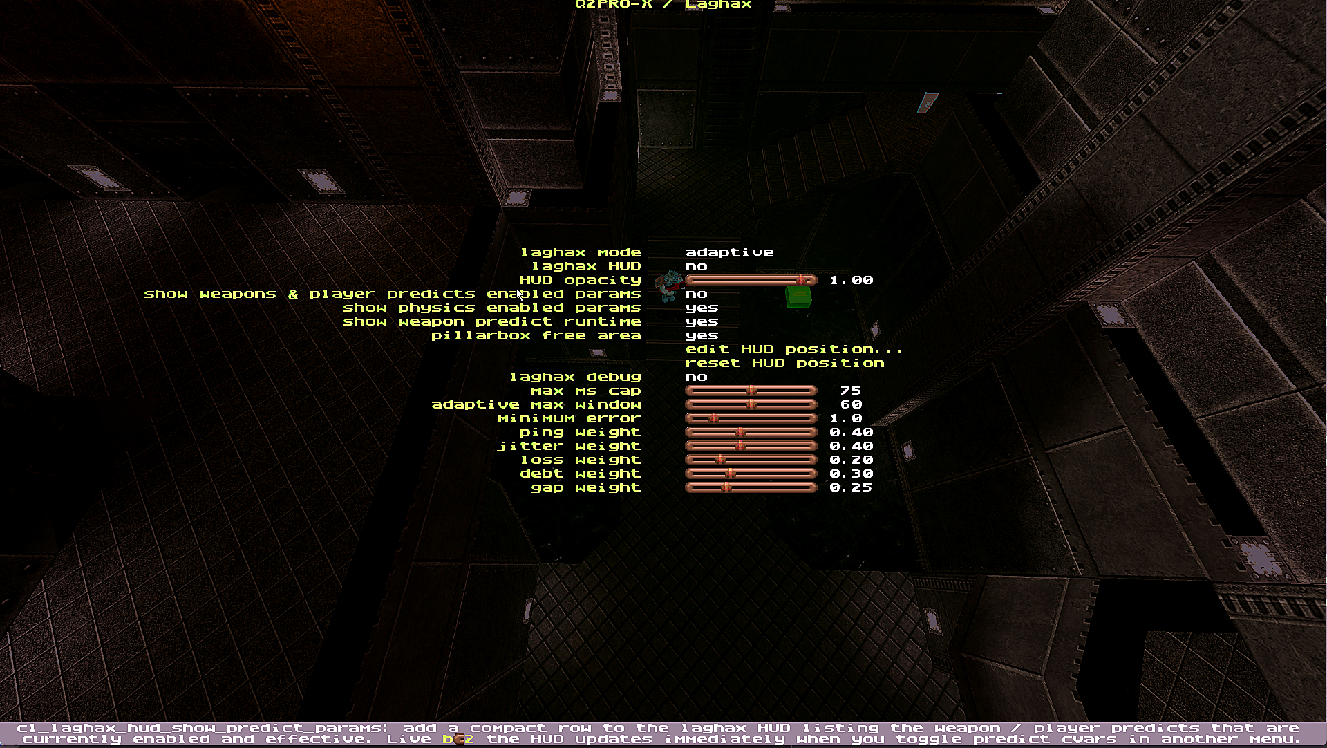 Меню настроек LAGHAX